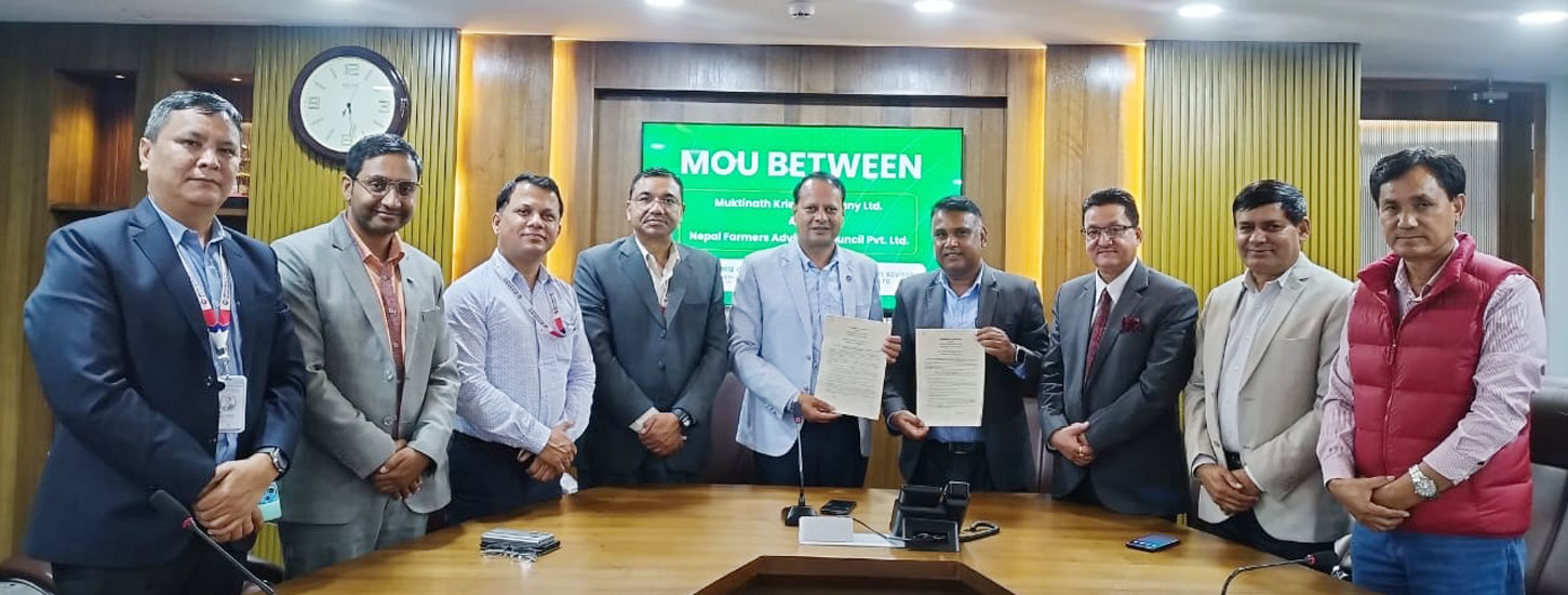 A mutual agreement was reached between the Nepal Farmers Advisory Council and Muktinath Agriculture Company Limited for consulting and value chain management services in the agricultural sector.